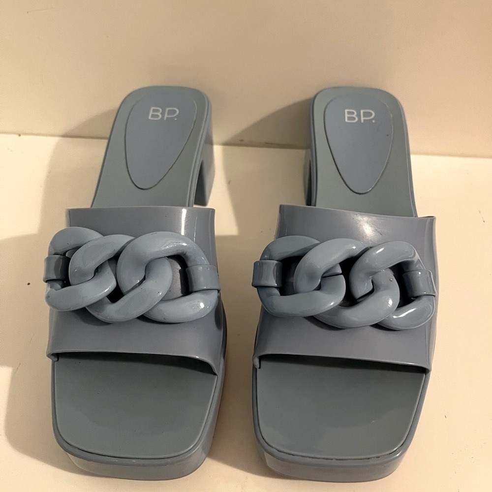 BP Blue Mules with Chunky Platform Heel - Picture 2 of 5